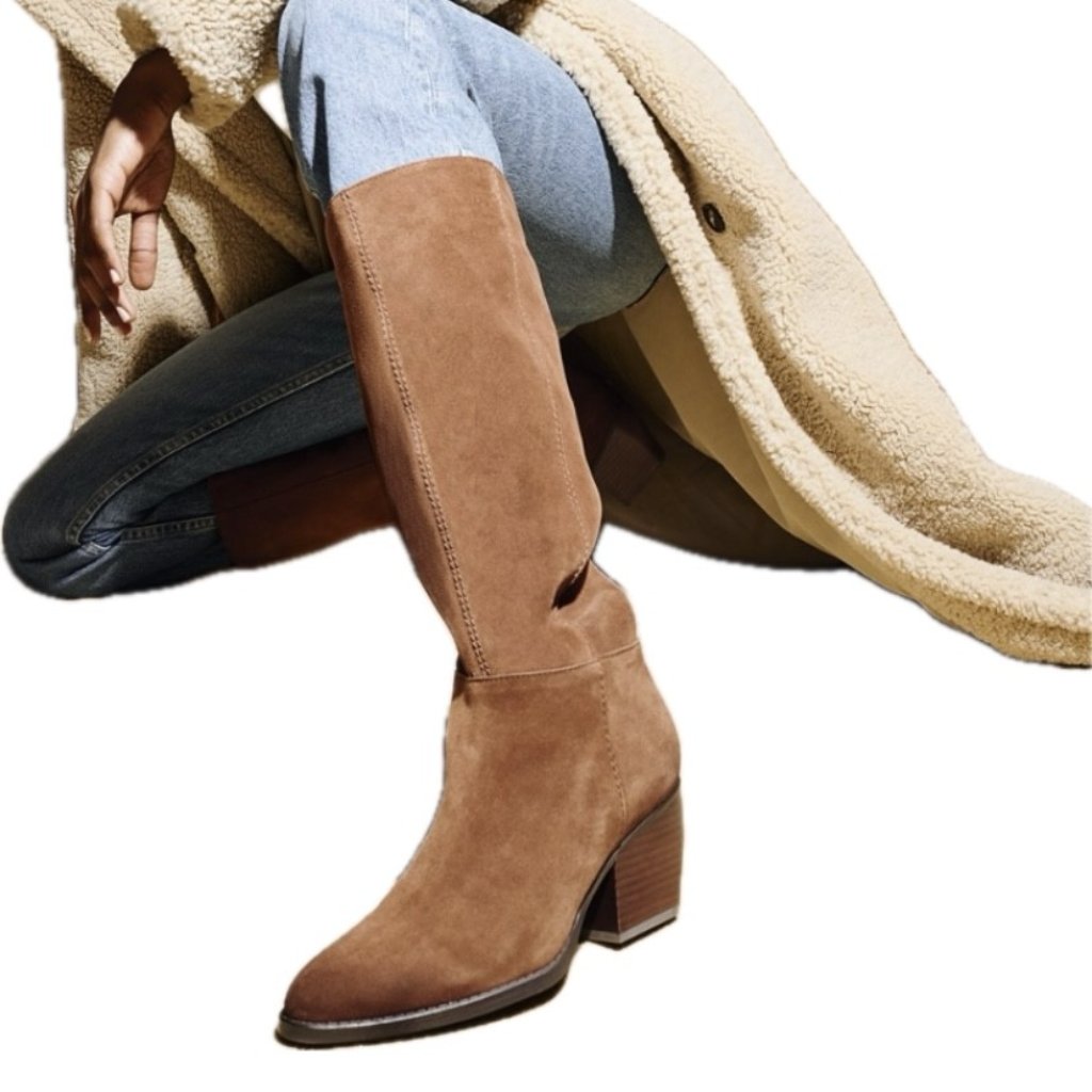 New Naturalizer Fae Suede Leather Tall Boot, Saddle Tan 8 1/2